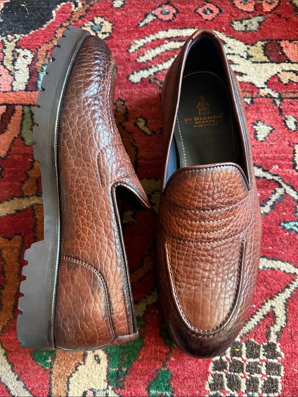 Di Bianco Ridotti Mens Brown Leather Slip On Loafers 8 Pristine 995.00